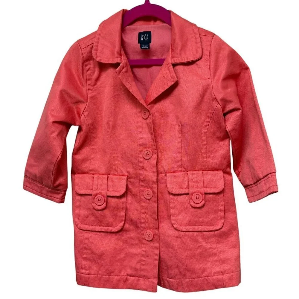 GAP Kids Coral Coat Toddler 3 Years  Cotton Blend Jacket Easter Special Occasion